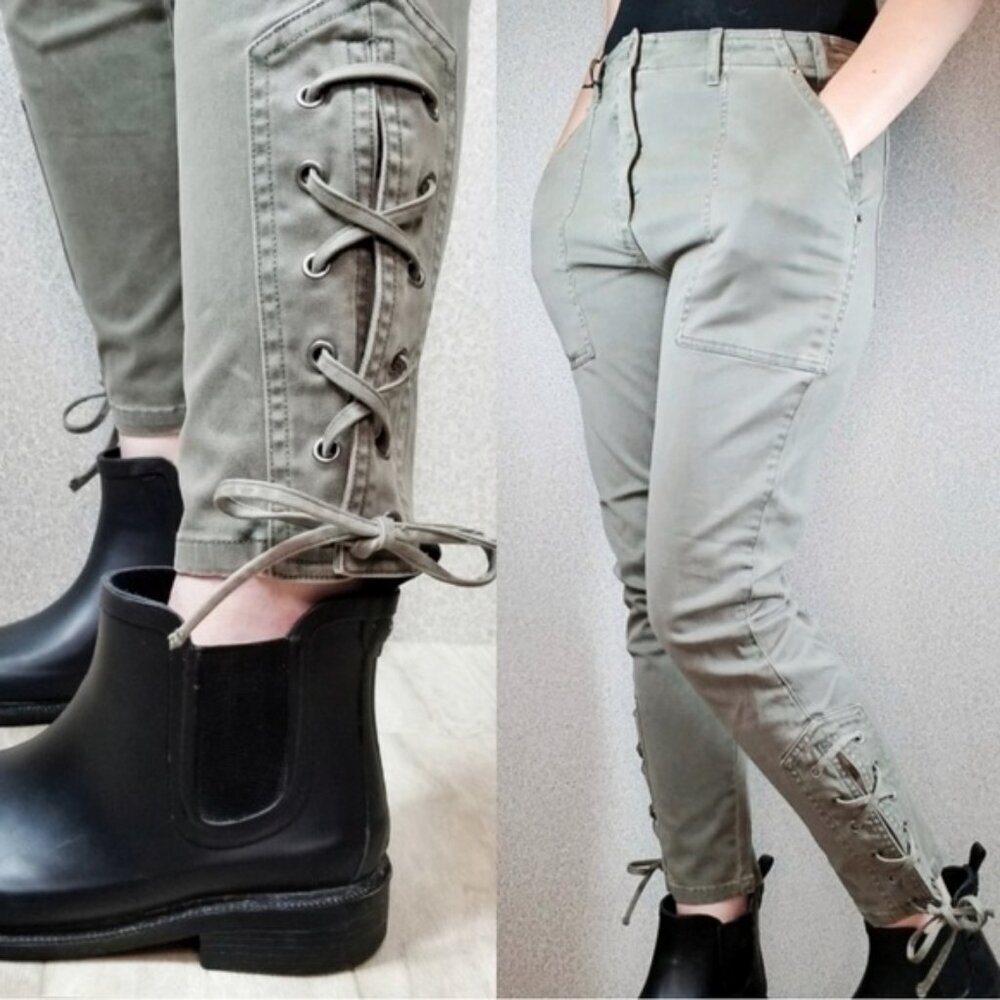 NWT PISTOLA Lace Up Ankle Army Green Cargo Pants STYLE‎ P6334FOT-MAJ Size 28
